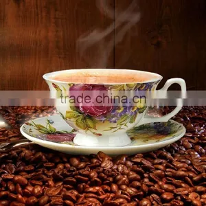Rose Factory Coffee Tea Porcelain Ceramic Cups Saucers Set thumbnail-1