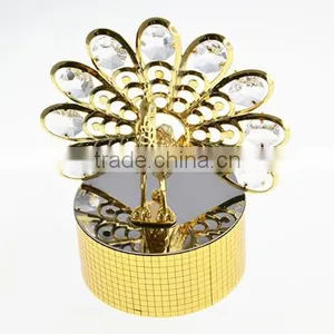 Customized Special 24K Gold Plated Peacock Music Box With Swarovski Crystals thumbnail-2
