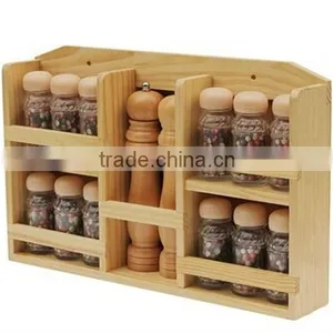 Plastic Clear Salt and Pepper Shaker Set, Bamboo Spice Rack Set, Sauces Rack Set thumbnail-1