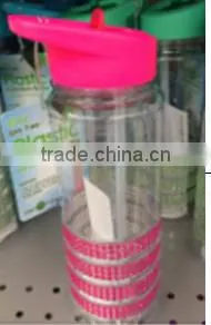 Home Water Bottles Tableware Drinkware Bottles Bling Plastic Water Bottle With Straw Sip Lid Soft Sip Drink H0245 thumbnail-2