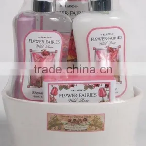 4 PCS BATH SET W/CERAMIC BUCKET thumbnail-1