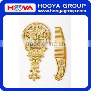 Three Colors Fashion Vintage Cosmetic Makeup Mirror With Handle thumbnail-1