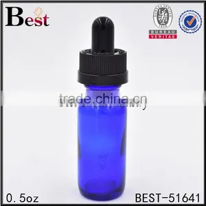 0.5oz Blue Boston Round Bottle Boston Round Glass Bottle With Child Proof Dropper Cap thumbnail-1