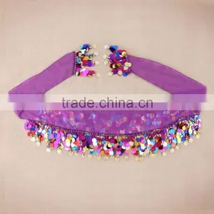 Dancing Coin Chain Sequin Belly Dance Hip Belt Skirt Scarf Wrap Waistband thumbnail-5
