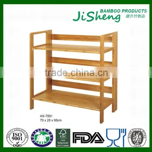 China Manufacturer 4-Tier Deluxe Natural Bamboo Shoe Storage Rack thumbnail-1
