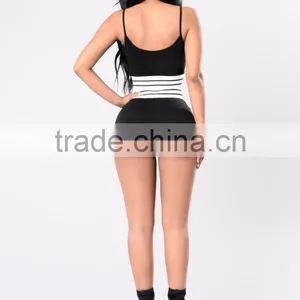 Xxxl Women Clothing 2 Piece Set Ribbed Trim Cropped Tank & Rib Trim French Terry Shorts thumbnail-3