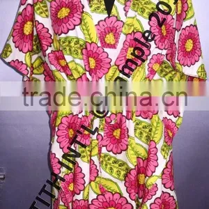Viscose Printed V Neck Gown thumbnail-4