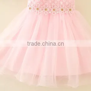 2017 Vietnam Summer Fashion Baby Frock Design Pink Short Sleeves Embroidery Flower Sweet Birthday Party Dresses Turkish Dress thumbnail-4