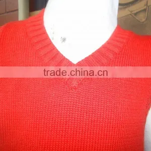 Custom Cheap Unisex Baby Orange V-neck Knitted Nuiform Sweater Vest thumbnail-2