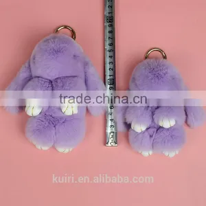 Rex Rabbit Fur Keychain Cute Rabbit Doll Key Chain Pendant 13 Colors Wallet Pom Pom Car Pendant thumbnail-4