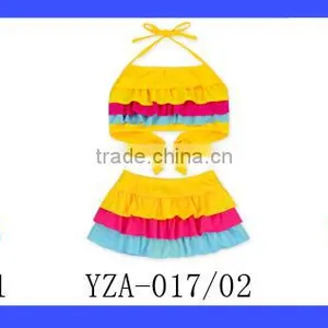 2017 Kids Summer Children Colorful Ruffle Separable Rainbow Little Girl Swimwear Holiday Cake Mini Skirt thumbnail-6