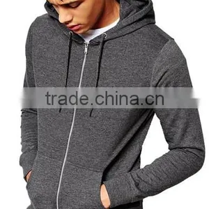 65% Cotton 35% Polyester Custom Heather Grey Plain Zip Hoodies Men thumbnail-2