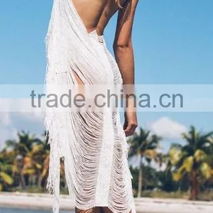 EY1921B Women's White Crocheted Long Cardigan Hollow Out Long Blouse Thin Coat for Beach Casual Wear thumbnail-2