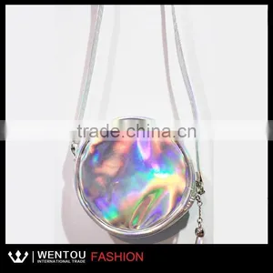 Woman Silver Holographic Round Shoulder Bag thumbnail-2