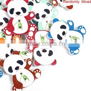 Wood Sewing Buttons Scrapbooking 2 Holes Panda Animal At Random thumbnail-1