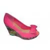 PU Material Ladies Fucshia Peep Toe Wedge Sandals With 10.5cm Heels thumbnail-1