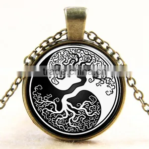 XP-TGN-LT-109 Newest Mandala Time Gemstone Diy Image Glass Cabochon Necklace In Alloy thumbnail-1