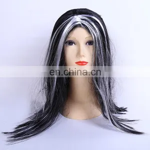 Long Straight Hair Witch Wigs Black White Mixed Cosplay Wig thumbnail-1