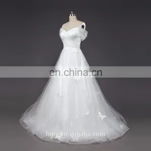 White Ruffled Tulle Off-shoulder Neckline Dress Elgant Beading Wedding Gown for Weddings thumbnail-2