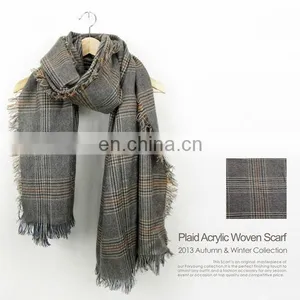 Plaid Acrylic Winter Woven Shawls thumbnail-1