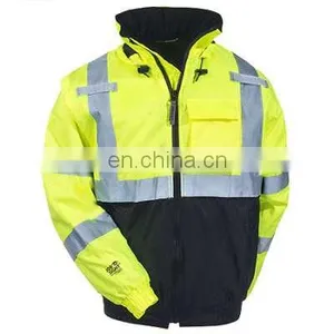 3m Reflective Winter Safety Jacket Two Tone Lime Yellow Reflective Jacket/Workwear Men's Reflective Safety Jackets/2lo thumbnail-1