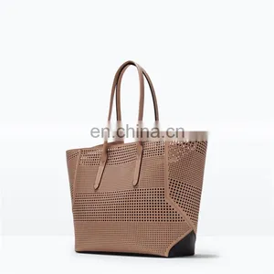 English Amazon Hot Selling Textured pu Leather Material 100% Cotton Canvas Tote Bags thumbnail-1