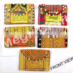Wholesale Banjara Vintage Clutch Purse -Vintage Zari Work Clutch Purse- Vintage Bohemian Banjara Hippie Gypsy Coin Clutch thumbnail-1