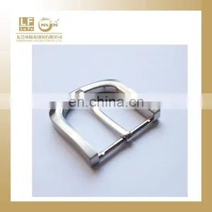 Sterling Silver Finish Plain Pin Leather Belt Buckle thumbnail-1