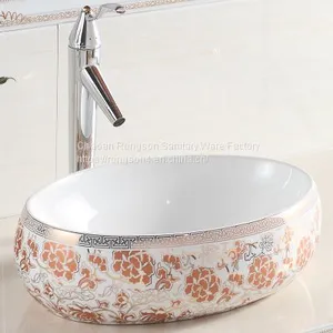 Simple Red Color Modern Design Tabletop Ceramic Sanitary Ware Square Wash Hand Basin With One Hole for Bathroom Used thumbnail-5