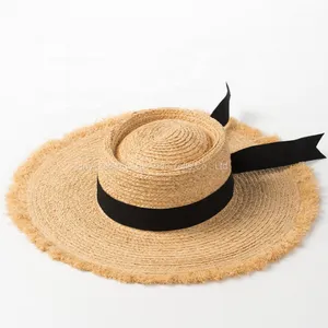 2019 New Style Spring Summer Beach Floppy Raffia Straw Hat For Women thumbnail-1