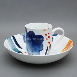 Wholesale Popular Eco-friendly China Handdrawing Hotel Ceramic/porcelain Dinnerware Set thumbnail-2