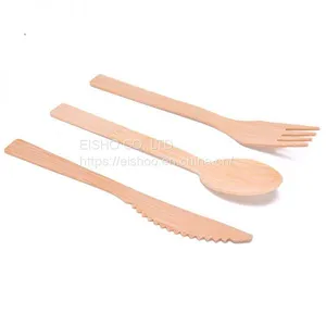 Bamboo Cutlery Set complete With a Spoon, Knife and Fork  thumbnail-1
