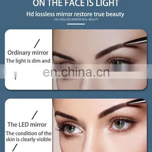 DDP Shipping LED Portable Makeup Mirror Round 8 Inch Makeup Desktop Cosmetic Mirror 10x Magnificationt Mirror thumbnail-6
