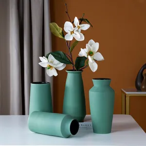 Beautiful Green Tall Nordic Morandi Modern Simple Ceramic Vase For Shopping Mall Decor thumbnail-2