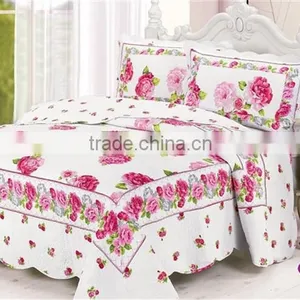 Red Flower Printed White Base Cotton Handmade Patchwork Patchwork Quilts Patterns thumbnail-1