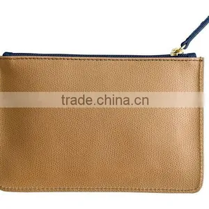 Saffiano Leather Bag Genuine Leather Zip Pouch Clutch Bag Simple Clutch Bag Travel Leather Pouch for Women thumbnail-3