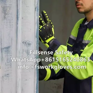 High Visable Anti Cut UHMWPE Liner Nitrile Sandy Coated TPR Anti Impact Gloves Anti Vibration Gloves thumbnail-3