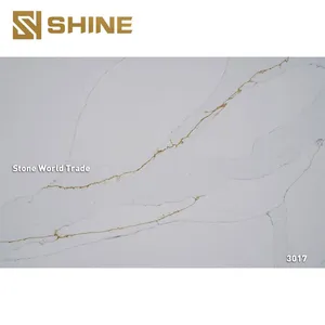 Widely Used White Calacatta Quartz Big Slab Counter Top for Kitchen Villa Bedroom Hotel Indoor for Table Top Dining Mall Use thumbnail-4