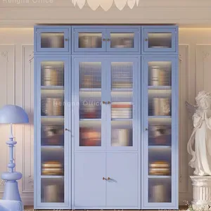 Enclosed Glass Bookcase With Multi-Layer Shelves & Safe Rounded Edges – Ideal for Living Room Storage & Office Spaces thumbnail-4