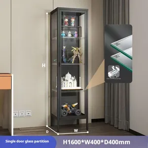 Wholesale 4 Tier Glass Display Cabinet With Adjustable Shelves — Narrow Tall Display Unit for Collectible Shops thumbnail-2