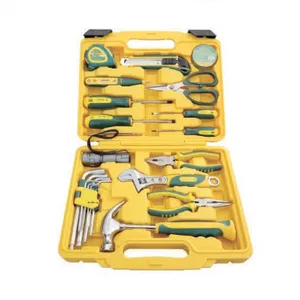 25pcs Premium Compact Household Hand Tool Kit, Portable Yellow Plastic Case Home DIY Repair Gift Tool Set thumbnail-1