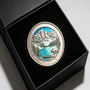 North America Landmark Challenge Coin Set, 9 Pcs 3D Hard Enamel Antique Metal Souvenir Coins for Tourist Gift Collection thumbnail-1