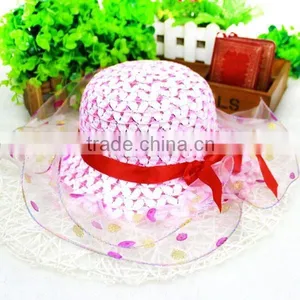 Factory Price Lace Cheap Sun Visor Hat for Kids Children Sun Visor Hat With Bowknot Shading Straw Hat 6colors thumbnail-4