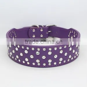 Manufacturer Selling Big Diamond Imitation Leather Pet Collar Beautiful Dog Collar thumbnail-3