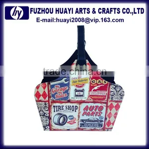 PU Leather Printing Design Photo Wooden Storage Basket Hanging Basket Chain thumbnail-3