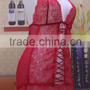 Red Sexy Lace Mature Lingerie, Transparent Sexy Women Lingerie Nighty Most Popular thumbnail-2