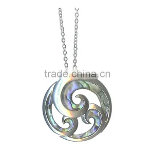 Multi-Color Natural Paua Abalone Shell Pendant Chain Necklace Women Jewelry thumbnail-1