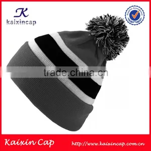 Plain Pom Pom Knitted Beanie Hat With Custom Your Design Logo thumbnail-6