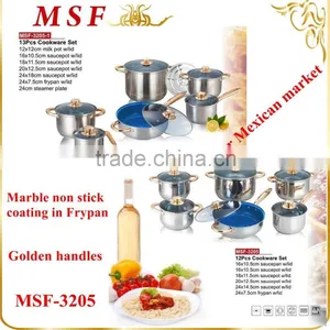 MSF-3205 Marble Non Stick Cookware 13pcs Stainless Steel Cookware Set Quality Choice thumbnail-1