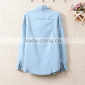 2014 New Style European All-match Long Sleeve Female Jean Coat/jean Shirt Woman Denim Coat Clothing thumbnail-4